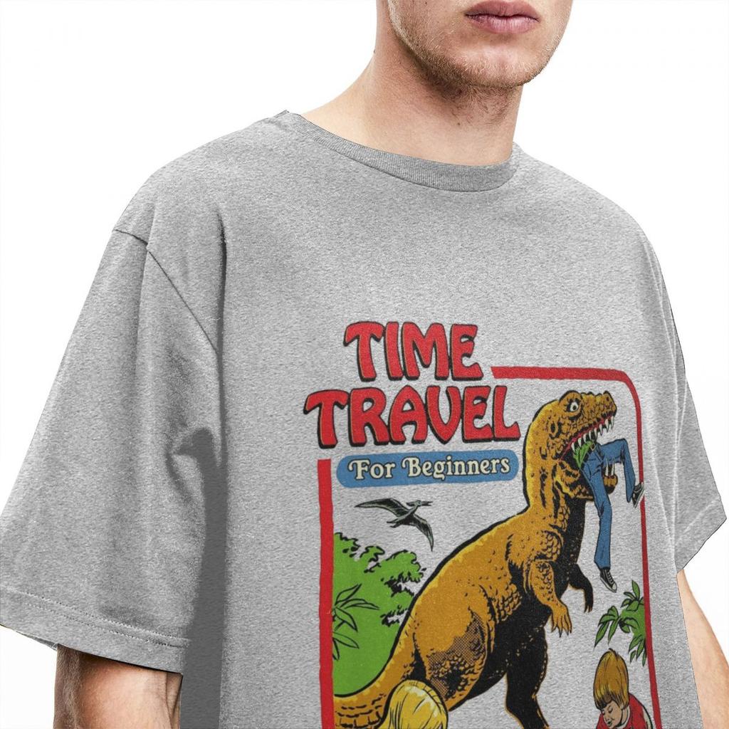 Men Women Time Travel 80s 70s Dinosaurs T Shirts Merch Dark Humour Pure Cotton T-shirt Clothing Funny Tee Shirt Printed