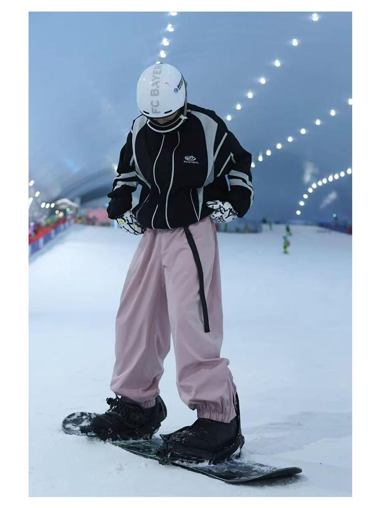 Unisex Waterproof Velvet Ski Pants for Winter Outdoor Sports - Trendy American Casual Joggers