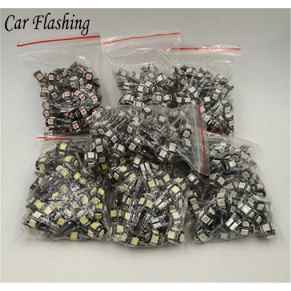 20PCS T10 Canbus White Blue Red Yellow Pink Green Ice Blue 5smd Car Light W5w 194 168 Error Bulbs DC 12V Wedge Lamp Parking Lamp