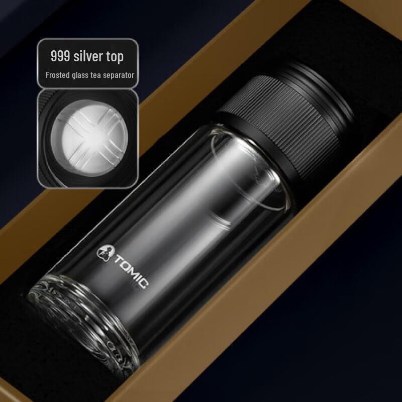 TOMIC Men s Double-Layer Glass Tea Infuser Bottle