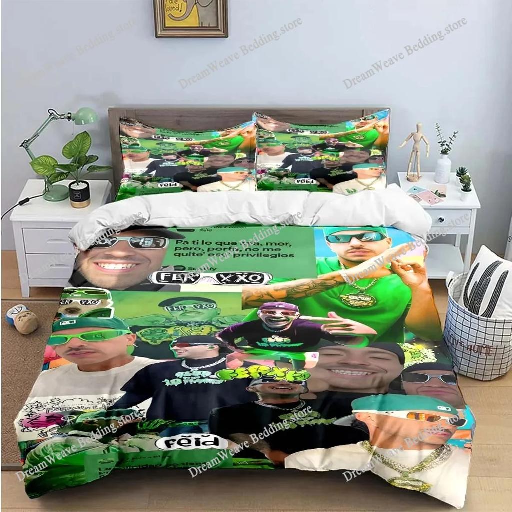 Fashion Pop Singer Ferxxo Feid Print Bedding Sets Bed Supplies Set Duvet Cover Bed Comforter Set Bedding Set Luxury BirthdayGift