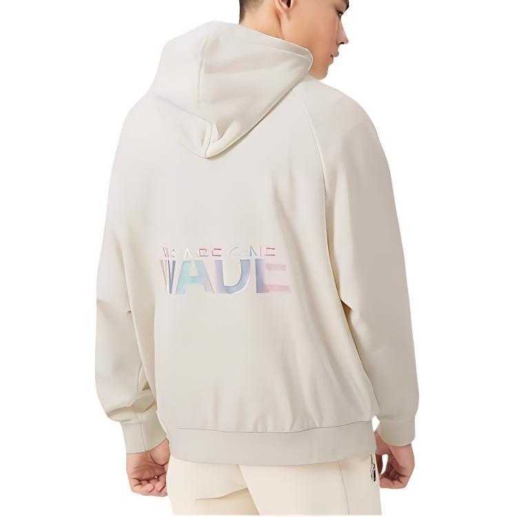 Li-Ning Wade Series Alphabet Pattern Fleece Lined Pullover Hoodie 'Cream White' Unisex AWDS115-6