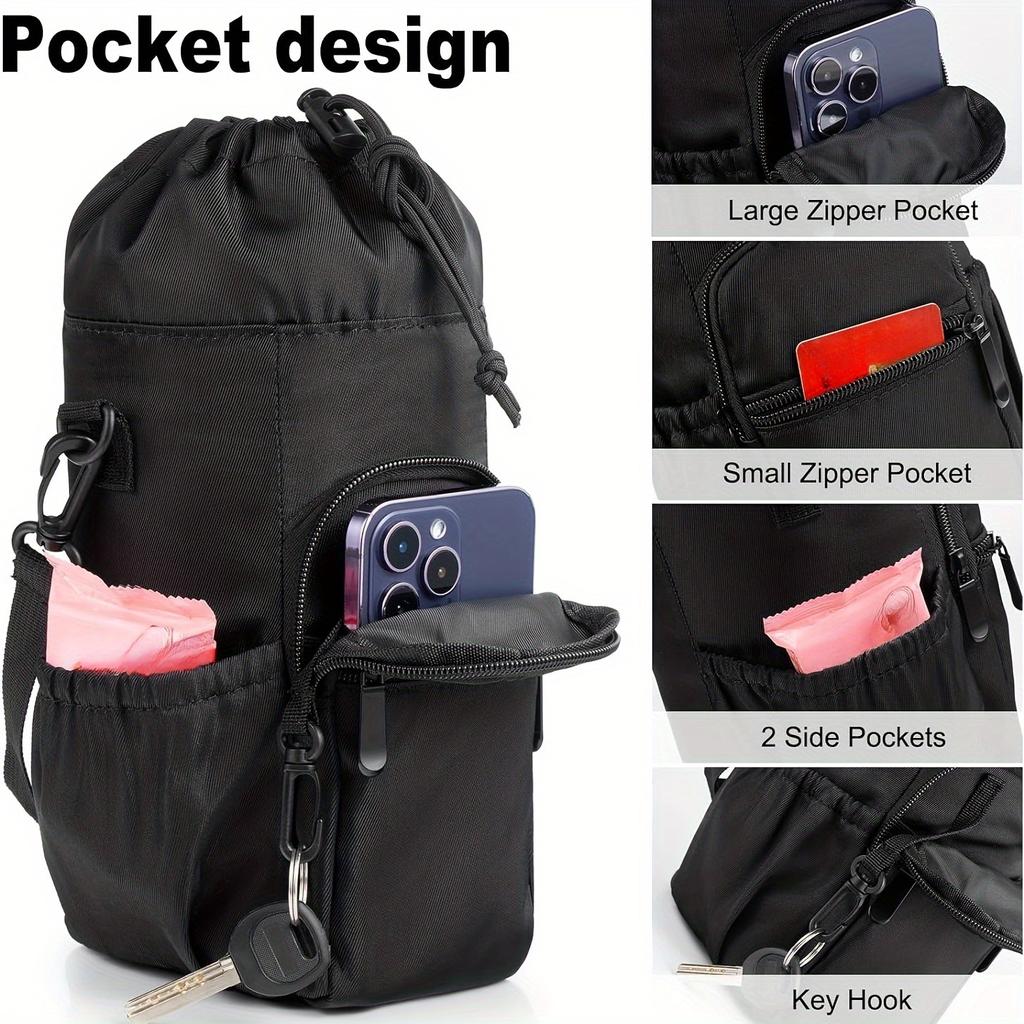 1pc Water Bottle Carrying Case, Zip Pocket Design, Crossbody Bag with Pockets, Walking Water Bottle Bag with Adjustable Shoulder Strap