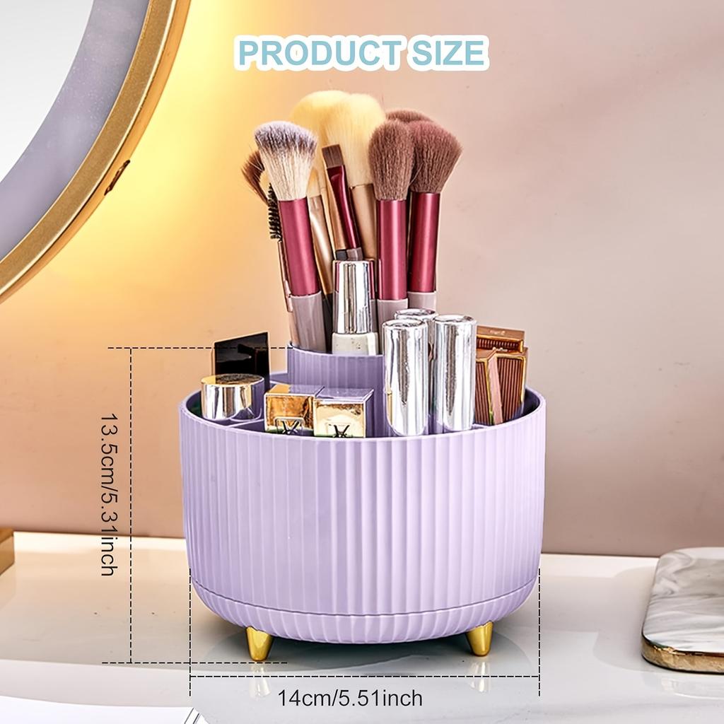 360° Rotating Desk Organizer - 5-Slot Pencil Holder with Large Storage Capacity, Cute Office & School Supplies Cup In Seven Colors, Utility Hooks