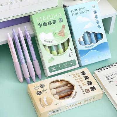 4pcs Fresh Air Gel Pens Set Soft Holding 0.5mm Ballpoint Black Color Ink for Writing