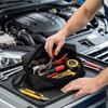 Car Repair Tool Bag Thick Canvas Wear Resistant Portable Hardware Organizer Zipper Pouch Electrician Mechanic Storage Case Black