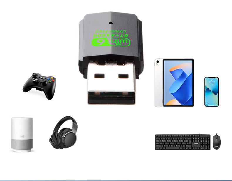 WiFi 6 USB Wireless Network Card: 286M Driver-Free Receiver & Transmitter for Desktop/Laptop