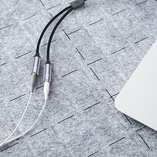 Headphone Splitter 2 in 1 High Fidelity Lossless Nylon-Braided Dual 3.5mm Male Microphone Audio to 3.5mm Female Adapter Cable Computer Accessories