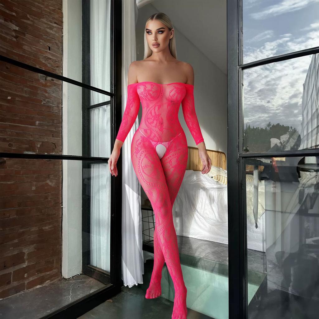 Woman Deep V Neck Crotchless Bodystocking For Sex Transparent Sexy Lingerie Sexiest Bodysuit Erotic Costumes Full Body Sleepwear