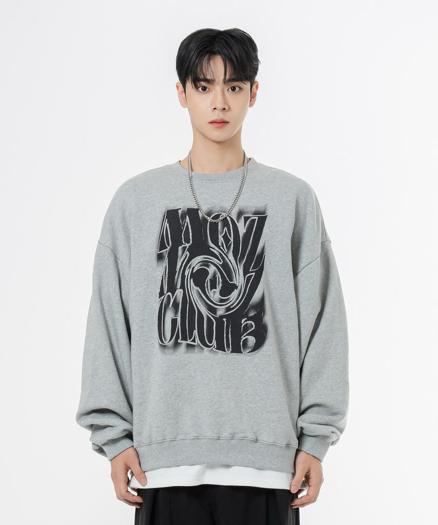 MOZMOZ [Set] Chaos Corduroy Oversized Sweatshirt Set-Up Gray