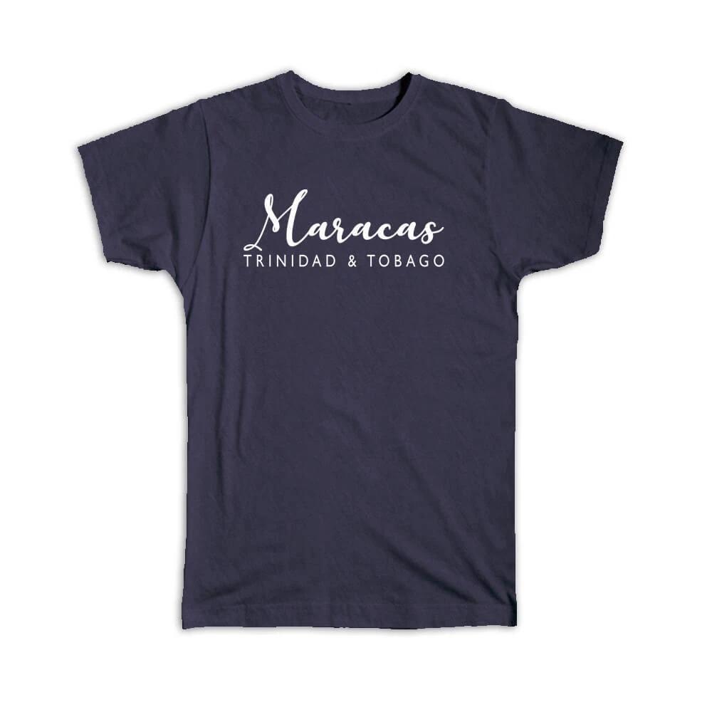 Gift T-Shirt : Maracas Cursive Typography Trinidad & Tobago Tropical Beach XL
