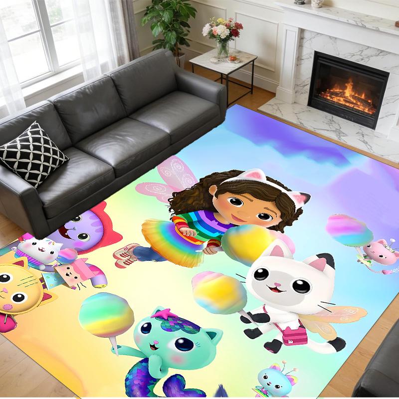 Anti‑Slip Crystal Velvet Floor Rug, Gabby's Dollhouse Design Carpet for Indoor Living Bedroom Home Decoration