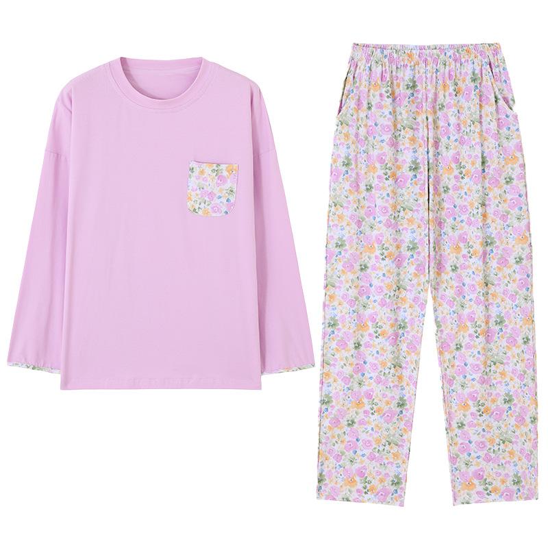 Pajamas Women'S Pure Cotton Long-Sleeved Autumn And Winter Cotton Thin Large-Size Loungewear Set