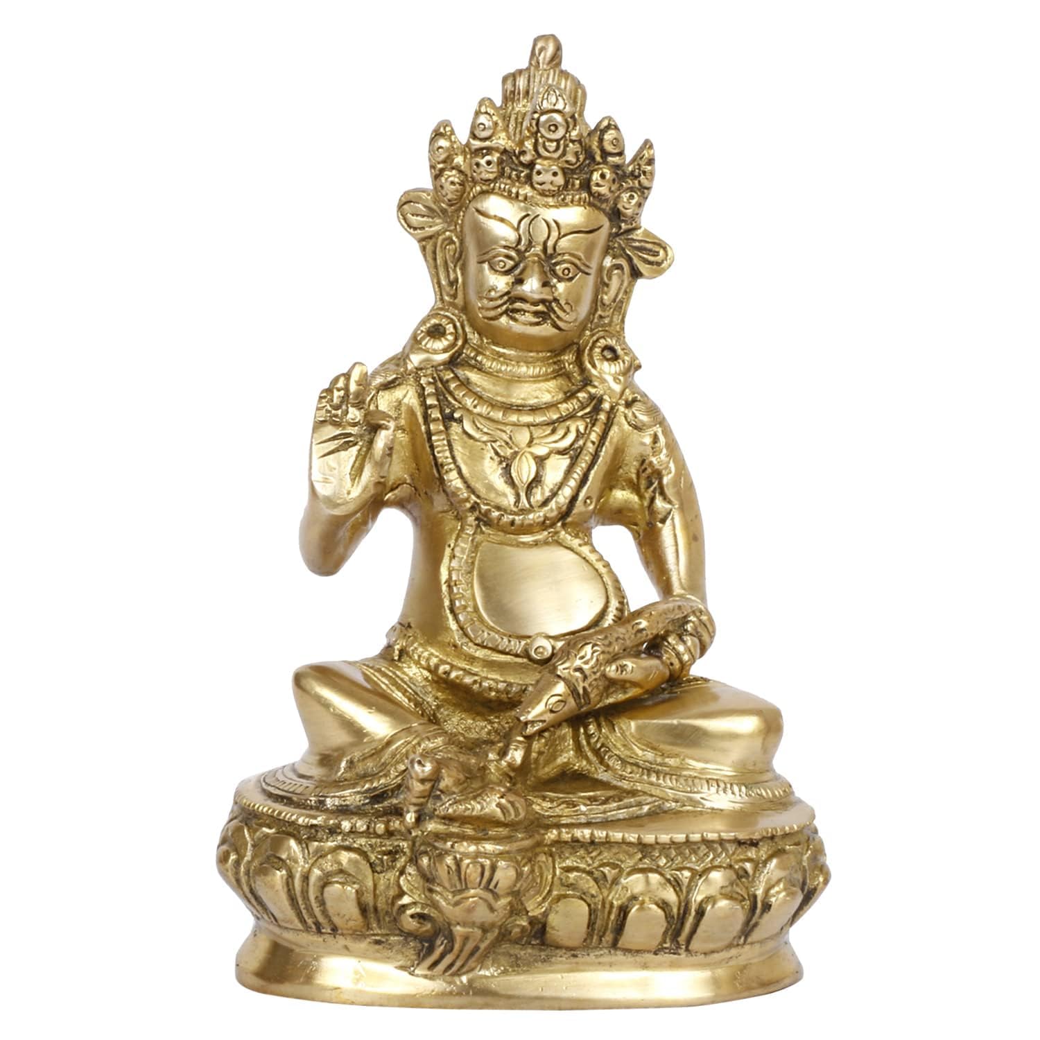 Pure Brass Kuber Idol, Vastu Statue For Home & Office, Religious Idol - 19 Cm