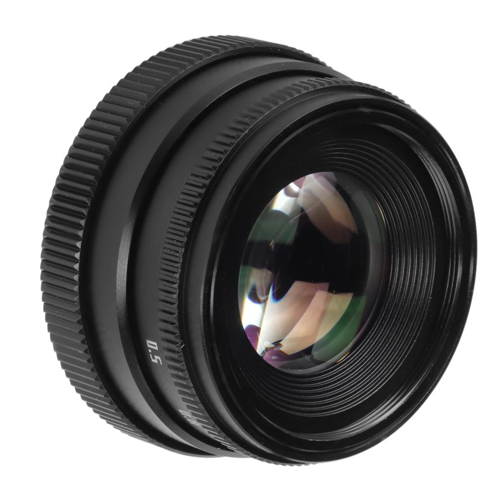 35mm Camera Lens F1.6 Large Aperture C Mount Fixed Focus Manual Focus Lens for Mirrorless Camera Bla