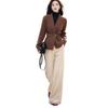 New 2026 Korean Style Professional Knit Two-Piece Set for Women - Spring/Autumn Outfit with Pants