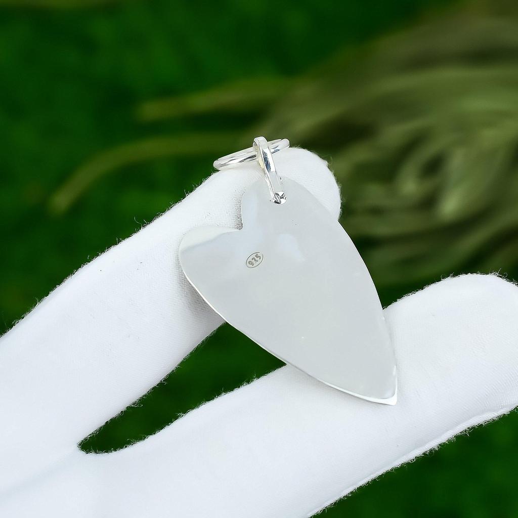 925 Sterling Silver Pentagon Natural Rose Quartz Rough Mother Unique New Pendant