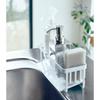 Yamazaki Sponge & Bottle Holder with Water Drainer, White, Approx. W25 x D10 x H9.5cm, Tower Sponge Rack, Sponge Holder with Draining Function, 5016