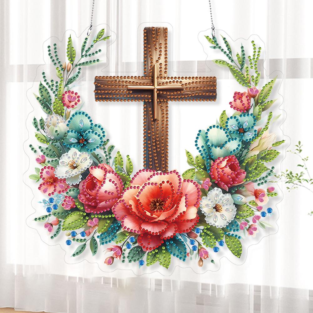 Acrylic Special Shape Flowers and Birds 5D DIY Diamond Painting Dots Pendant Diamond Painting Hanging Pendant for Wall Window