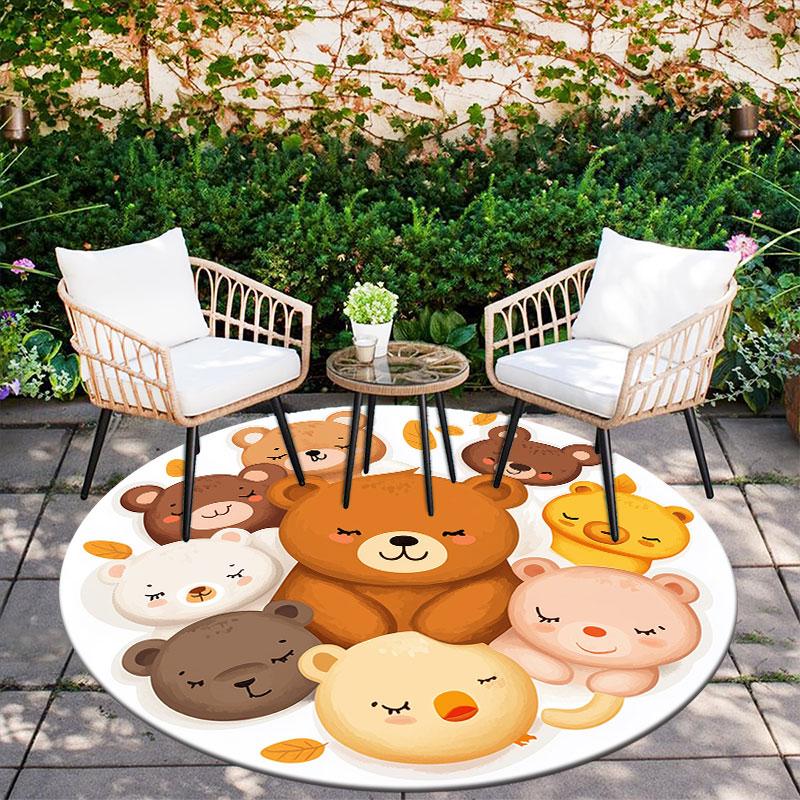 Animal Stickers Pattern Round rug,Carpet Rug for Living Room Bedroom Playroom ,Non-slip Floor Mat,Holiday Gifts and Birthday Gifts.