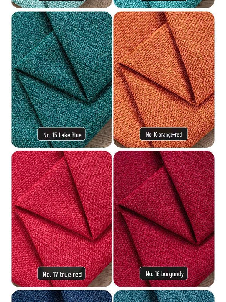 All-Polyester Solid Color Linen-Like Sofa Fabric with Soft Bag Process - Composite Flocking Fine Linen Canvas