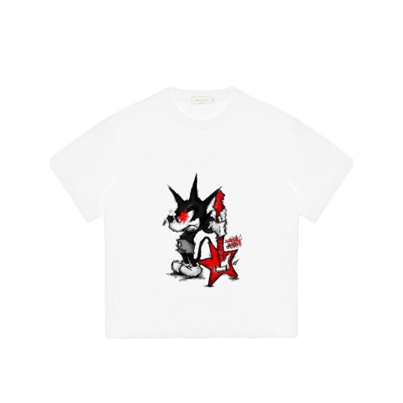 Bílé tričko s potiskem hada, diamantu a peněz, ležérní streetwearový top pro muže a ženy