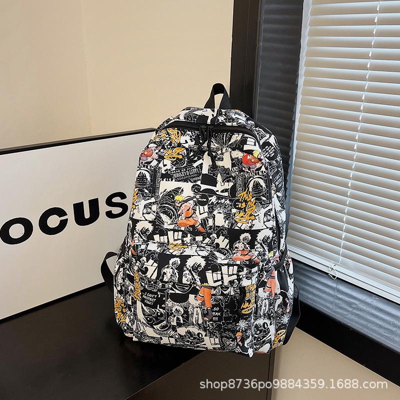 Schoolbag Graffiti School Bag Junior High School Student Backpack Simple Campus Backpack Fashion Trend Personalized Outdoor Travel Bag
