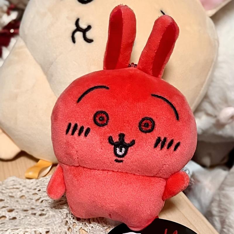 Cute Angry Red Rabbit Plush Keychain Kawaii Anime Meme Bag Charm Pendant Gift for Fans красный