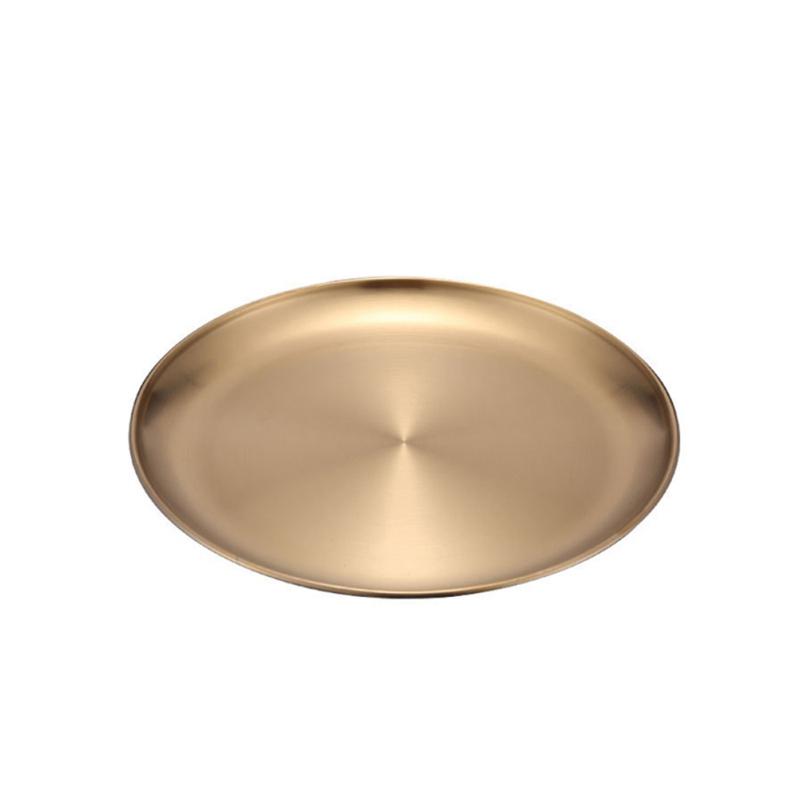 Metall-Ablagetablett, rund, Edelstahl-Tablett, Aufbewahrungs-Organizer für Snacks, Obst, Kosmetik, Schmuck, Essteller im europäischen Stil, goldener Essteller