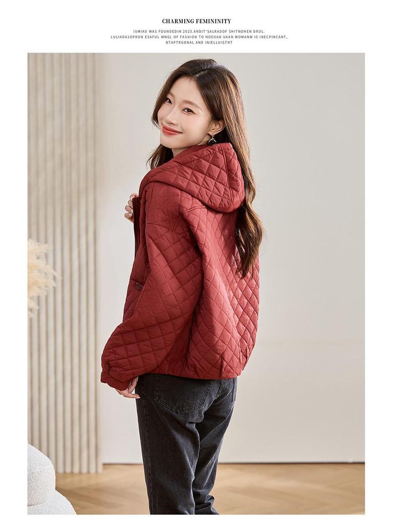 2024 Women's Winter Plaid Cotton-Padded Jacket - Petite Fit, Short Style