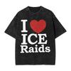 I Support Ice Immigration Customs Enforcement Patriot Slogan Print Tshirt Women Men Vintage Washed Oversized Cotton Summer Tee