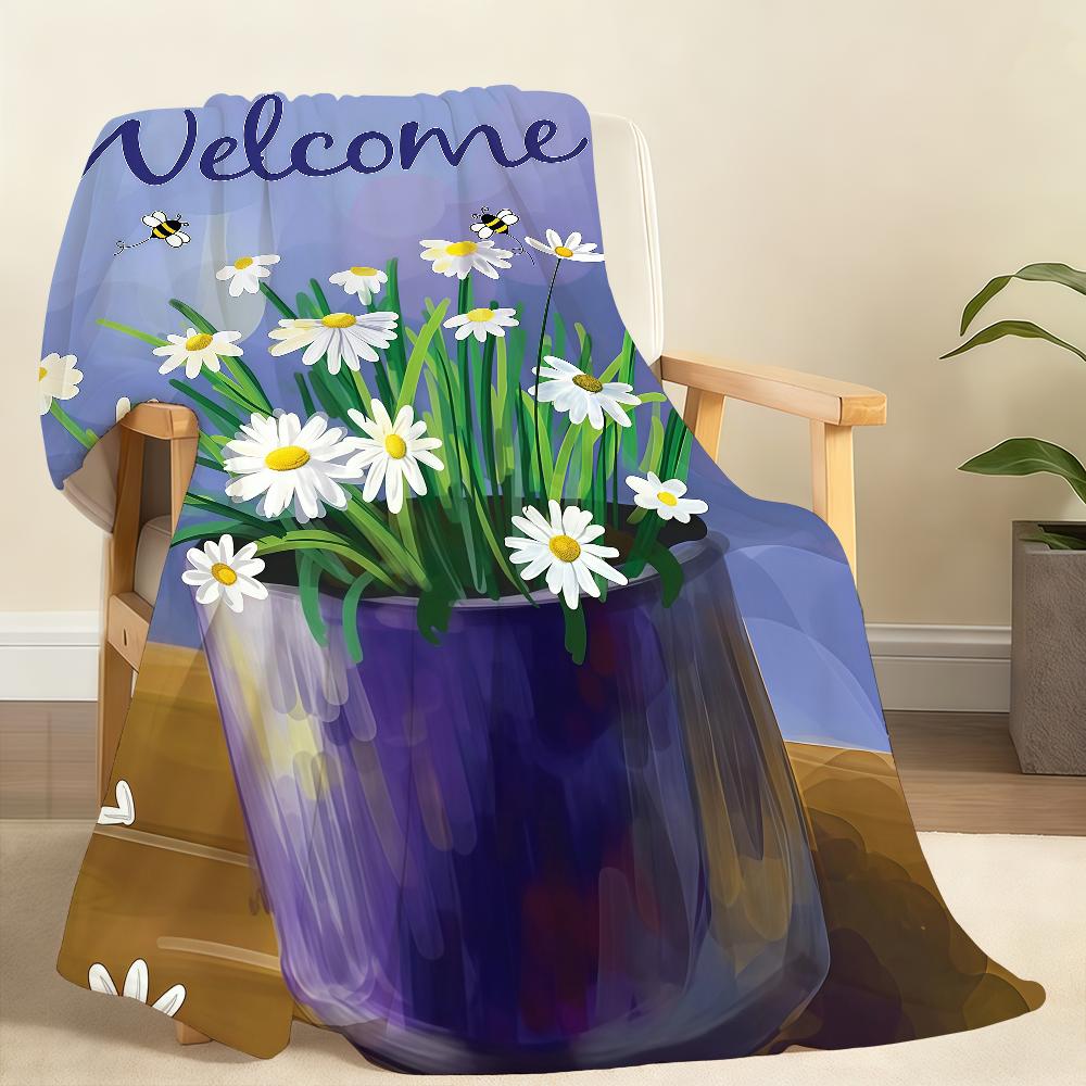 Yellow Polka Dot Watering Can Blanket Soft Throw Blanket for Home Bedroom Bed Sofa Picnic Travel Office Rest Cover Blanket Gift