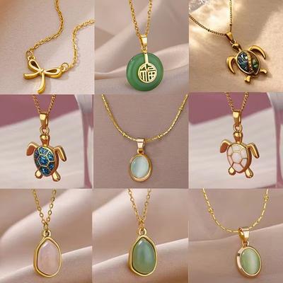Colorful Starfish Sea Turtle Necklace For Women Gold Color Stainless Steel Turtle Necklace Wedding Christmas Boho Jewelry Gift