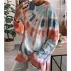Women's Tie-Dye Long Sleeve Hoodie: Autumn/Winter Loose Fit with Round Neck