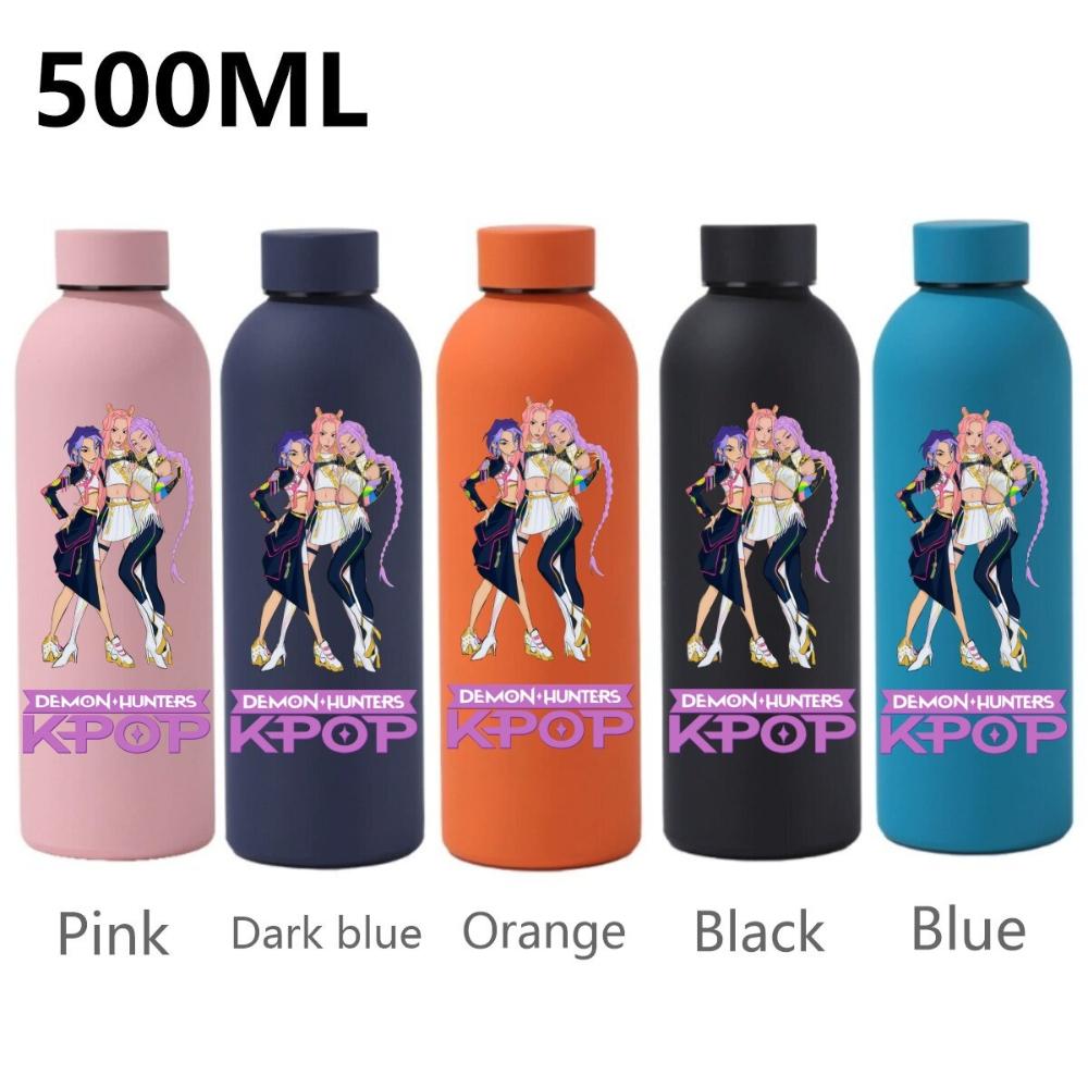 500ML KPop Dämonenjäger Cartoon Druck Sport Auslaufsicher Hohe Qualität Edelstahl Isoliert Wasserbecher Geburtstag Geburtstag Hohe Qualität Geschenke