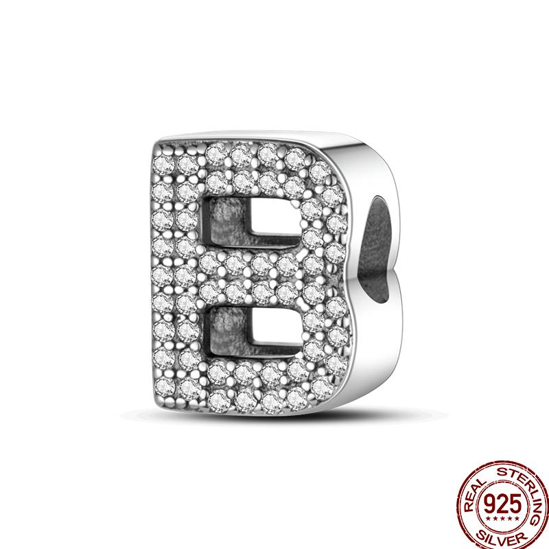 Copper 26 Letter Copper Series Shiny Zircon Lucky Letter Beads Charm Suitable Fit 3Mm Original Bracelet