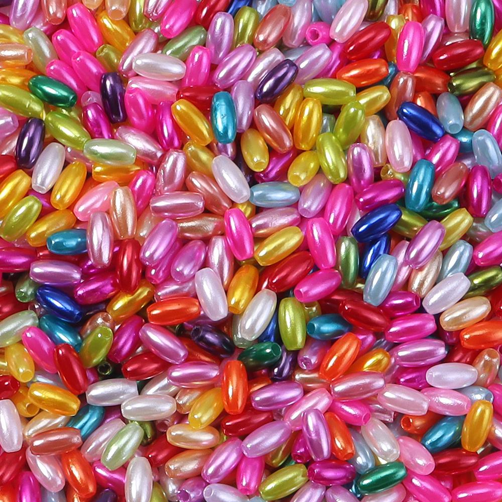 100-200 Stück Wassertropfenform ABS Imitation Perlen Bunt Oval Reis Lose Perlen Für DIY Schmuckherstellung Armband Halskette