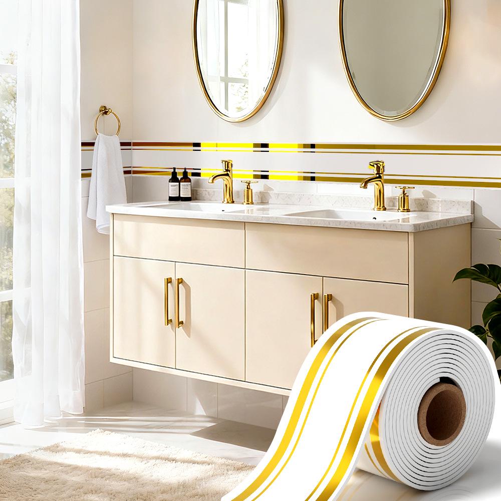 Thickened Waterproof PVC Self-Adhesive Tile-Look Baseboard Sticker