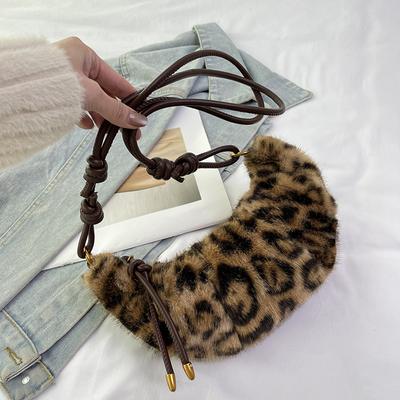 Δυτικές βελούδινες τσάντες χιαστί με λεοπάρ μοτίβο Νέο σχέδιο απλή κομψή ευέλικτη τσάντα ώμου