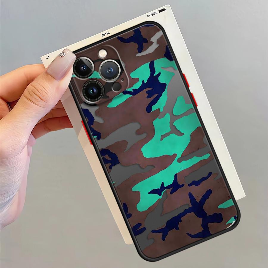 

Funda Back Phone Cover Case for iPhone 17 Pro Max 7 8 SE 14 13 Mini XS XR 15 Air 11 12 16 Plus Camouflage Pattern iPhone XS Max