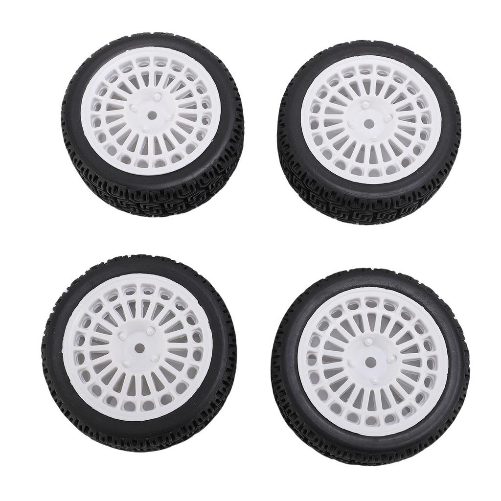 4PCS 1 10 RC Rally Car Tires Replacement for Tamiya TT01 Xv02 Sturdy Plastic 70mm RC Car Maze Tire Wheel Rim White