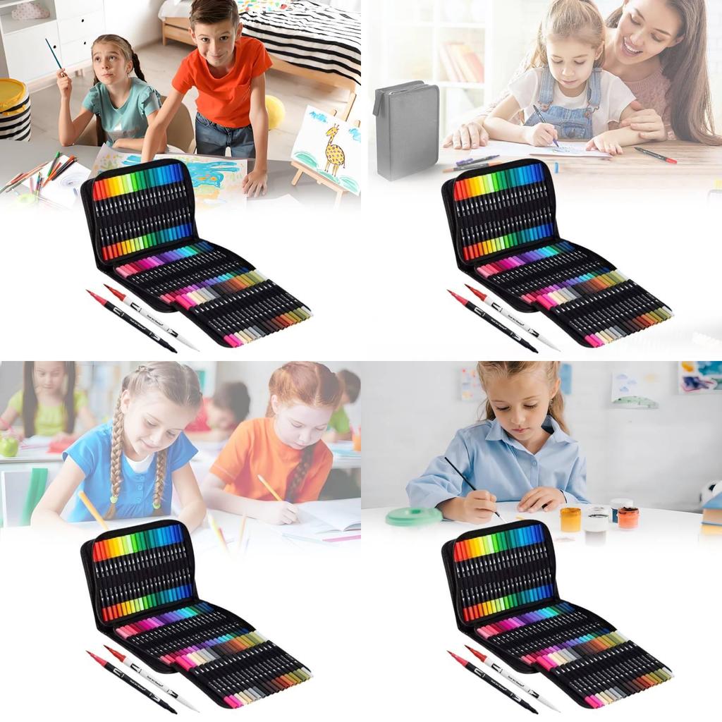 Premium 120 Color Dual Head Watercolor Brush Pens Washable Safe For Children Art Projects