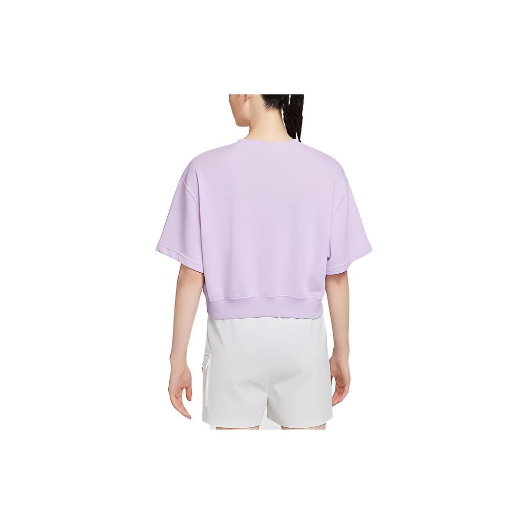 Nike Loose Breathable Sport Training Casual High Waist Round Neck Half Sleeve Drop Shoulder T-Shirt Women Tops Lavender-Purple HF6176-517