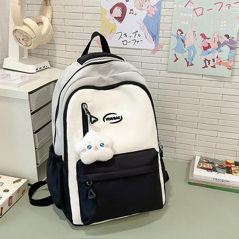 

Korean Style School Backpack With Letter Embroidery Design For Students And Commuters Black Gray