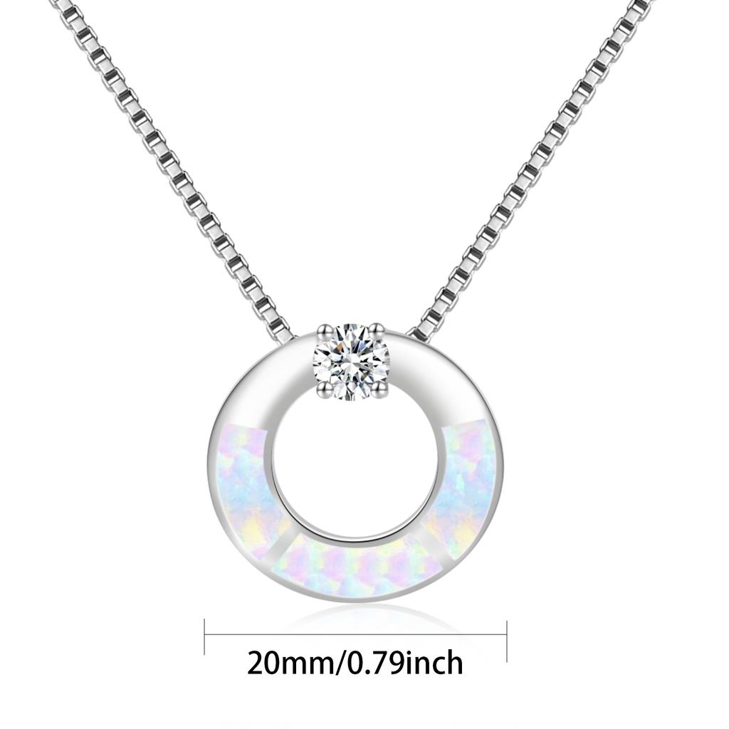 Aobao Blue Fire Opal Pendant Necklace with Geometric Design and Sweater Chain