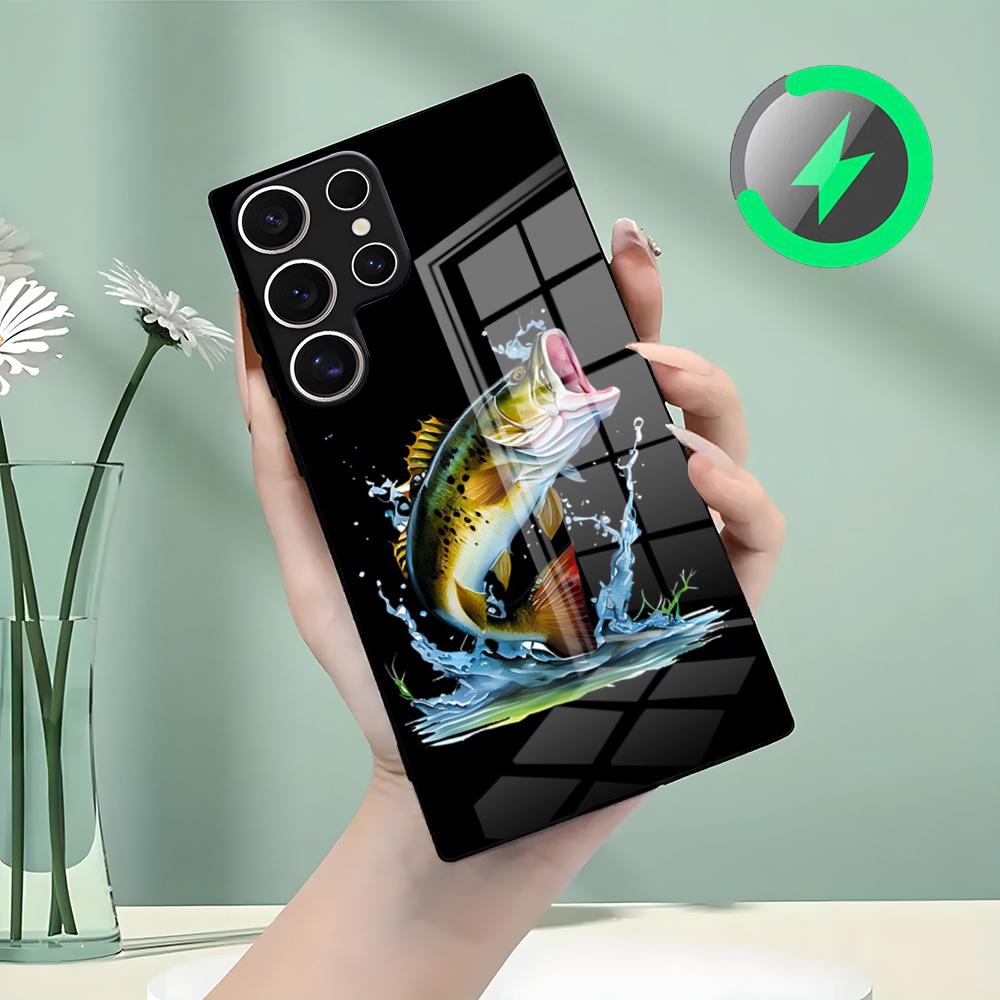 Angling Go Fishing Phone Case For Samsung S26 S25 S24 S23 S22 S21 S20 Edge Ultra Plus FE For Magsafe Glass Case