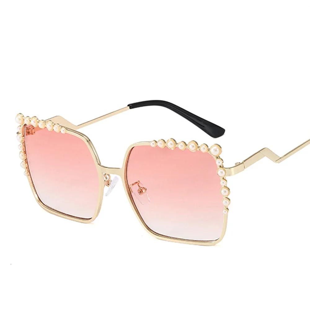 Latest Luxury Pearl Sun Glasses Glasses Ladies Designer Style Style Trendy Shades Rectangular Oversized Sun Eyeglasses Big Square for Ladies