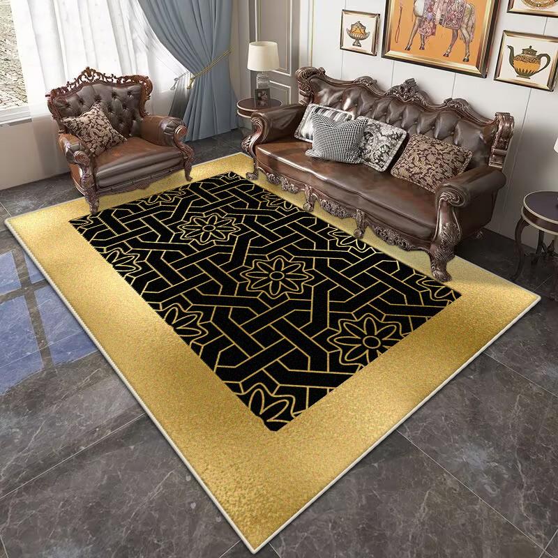 Großer Wohnzimmerteppich im chinesischen Stil, waschbare Dekoration, Schlafzimmer, Luxus, Gold, große Flächenteppiche, Lounge-Teppich, rutschfeste Matte für Kinder