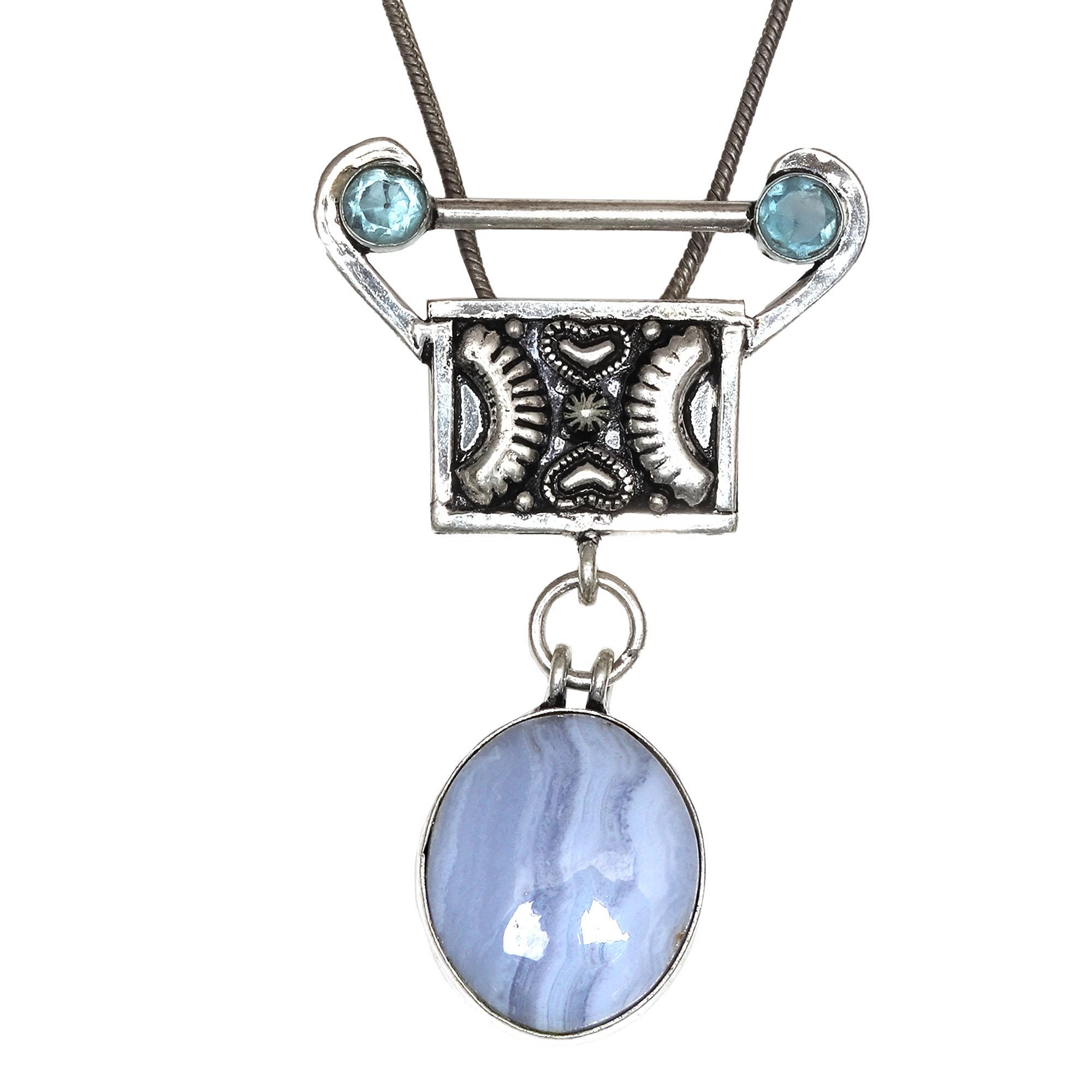 

Blue Pendant Topaz London Silver Sterling Gemstone Gold Jewelry Cut