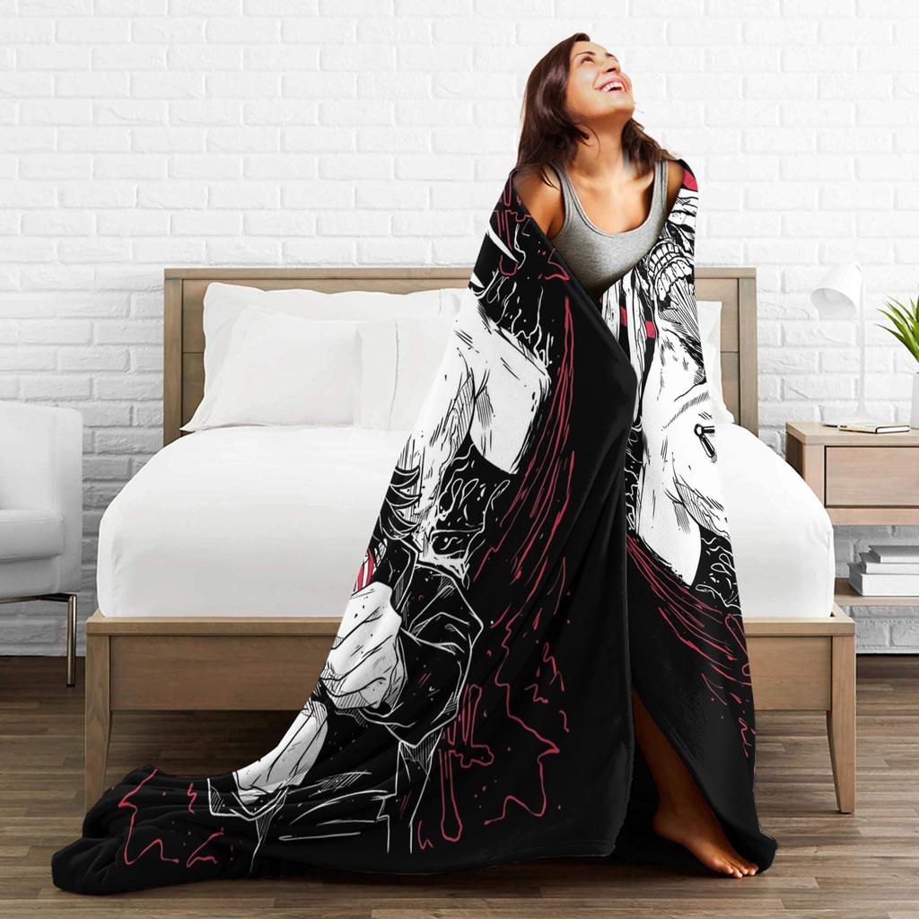 Megumi Fushiguro JJK Anime Blanket Fleece Printed Portable Soft Throw Blanket for Sofa Travel Quilt